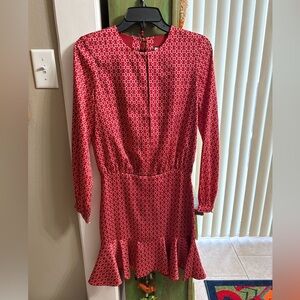 Alexis Red Geometric Long Sleeve Dress size Small EUC